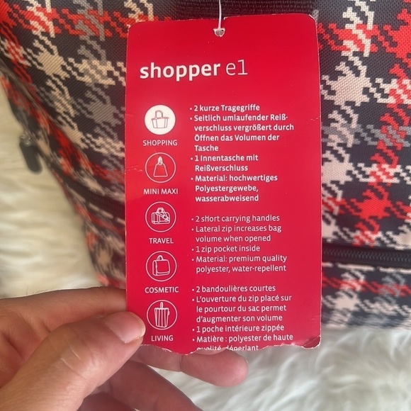 Reisenthel Red/Cream And Black Plaid Shopping Bag/Travel Bag - Picture 6 of 16